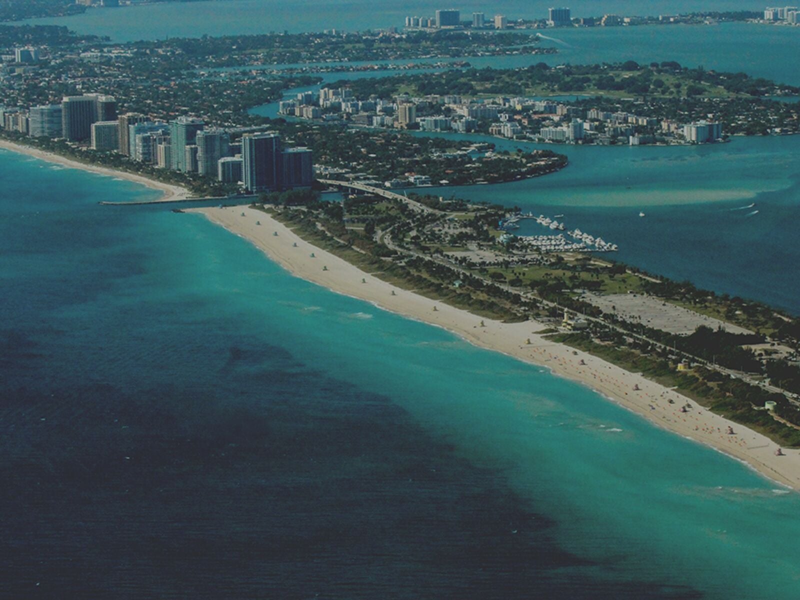 Aerial view of the Miami Beach coastline