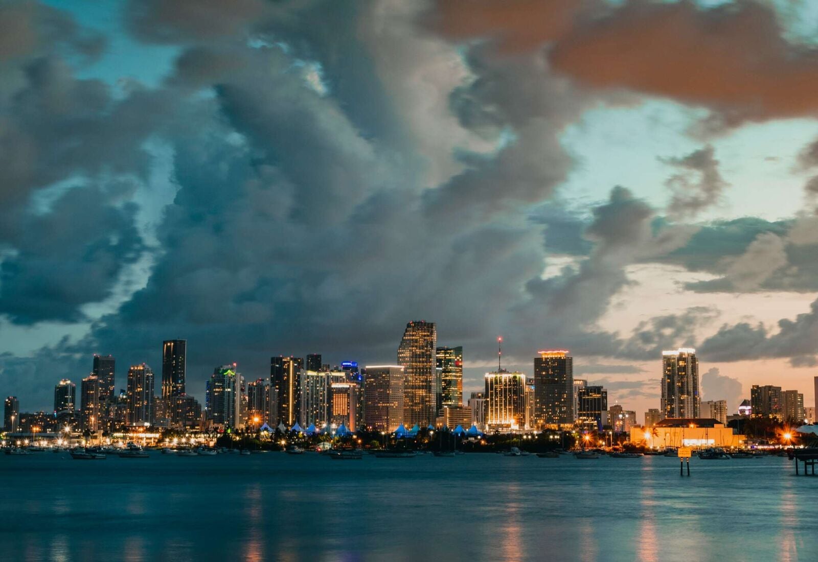 The Miami skyline at dusk