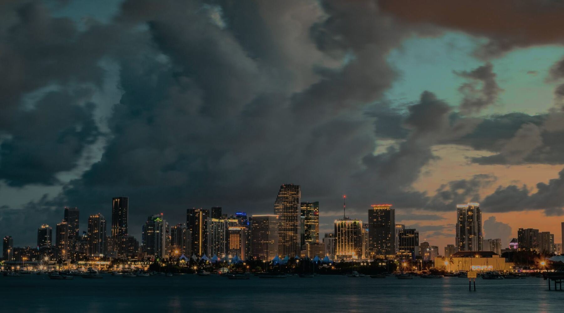 The Miami skyline at night