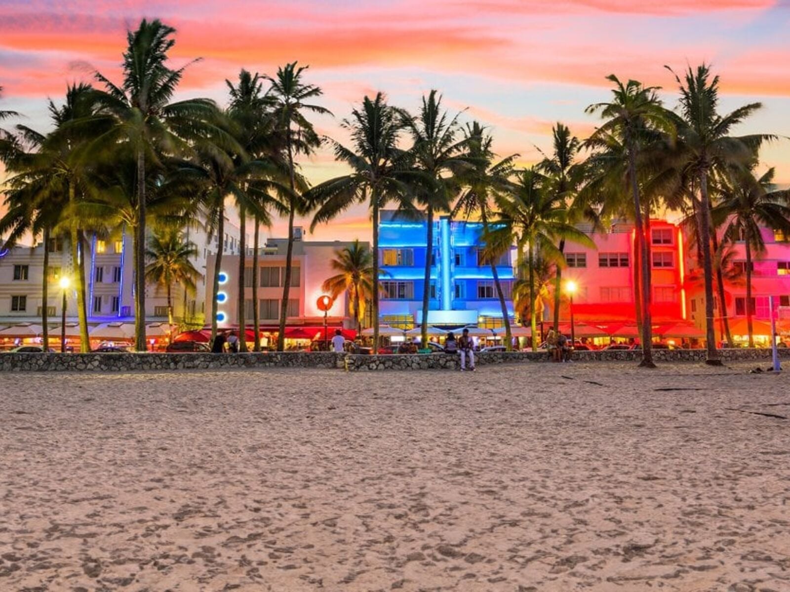 Ocean Drive in Miami Beach at dusk